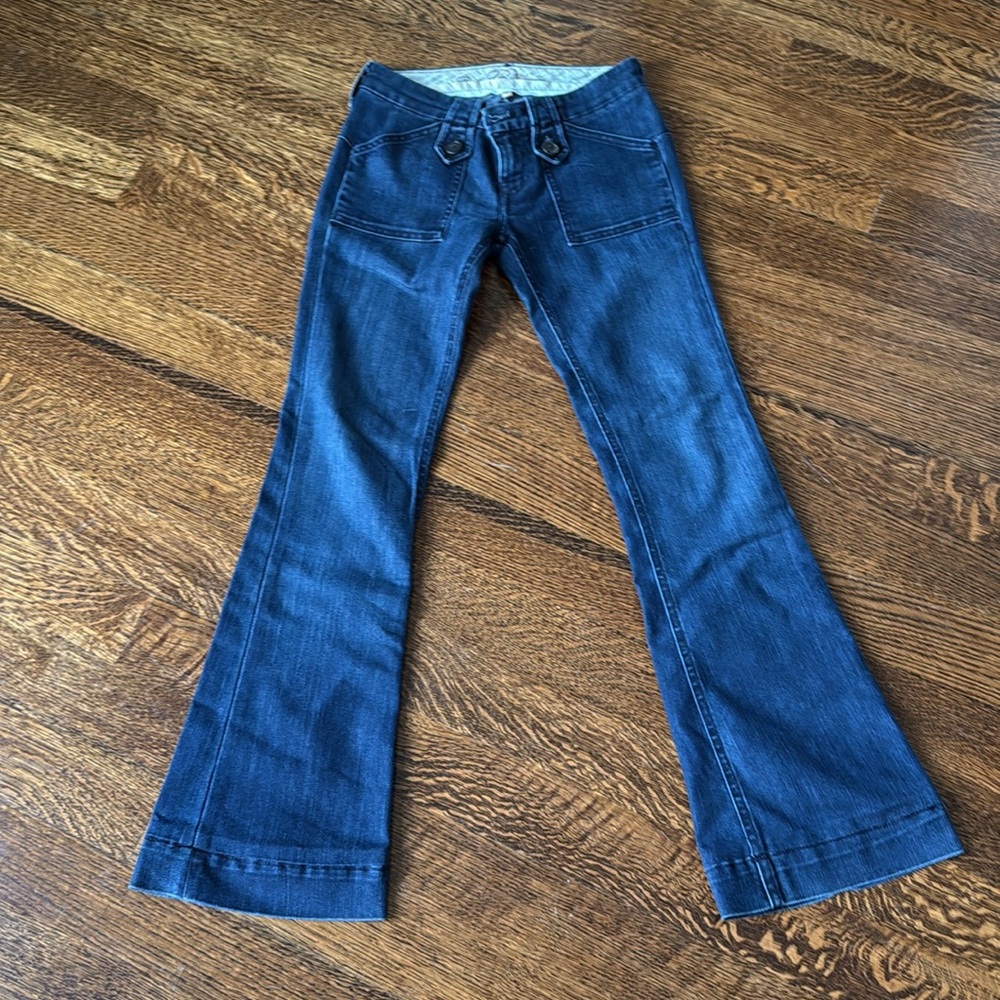 Women's Blue Flared Jeans - Picture 2 of 3